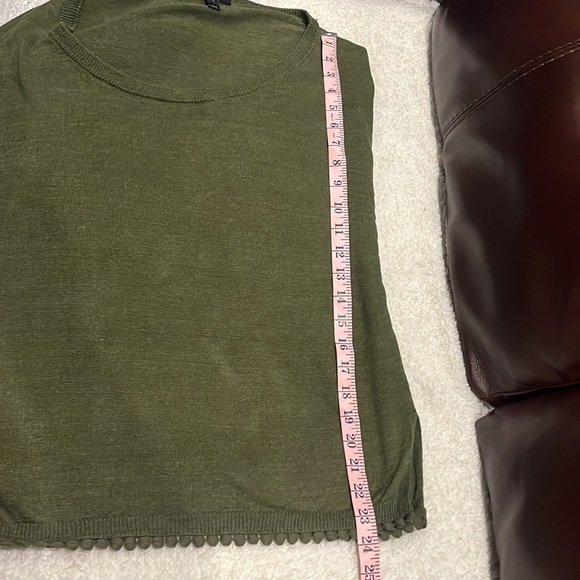 J. Crew Women Military Green Linen Scoop Neck Sweater with Lace Trim Size Large - Picture 10 of 12